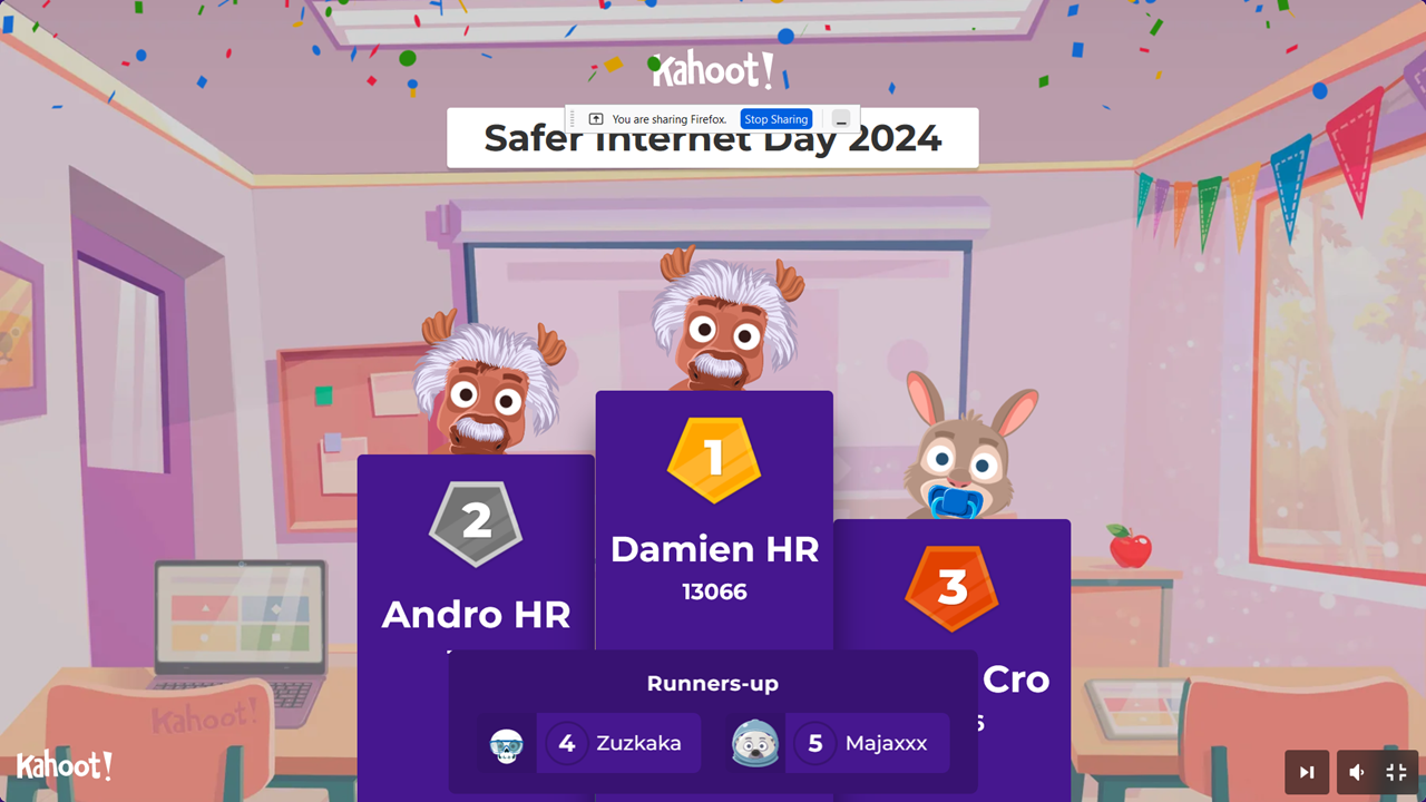 Kahoot podium 3 - online meeting